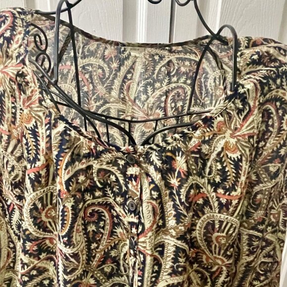 J.CREW BOHOCHIC PAISLEY TUNIC SZ SMALL 100%COTTON BLACK/PINK/BEIGE - Picture 4 of 16